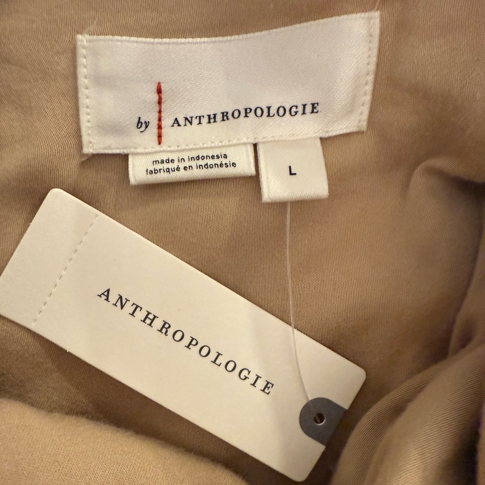 Anthropologie Linen Halter Wrap Dress Tan Size Large NWT - Picture 5 of 9